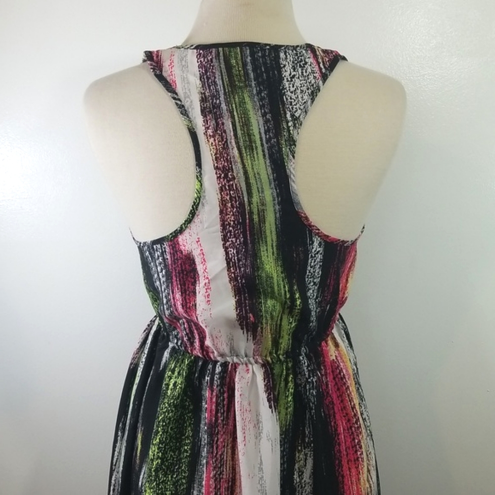 Love Fire High-Low Multicolor Pattern Racerback Dress Medium - Picture 8 of 11